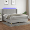 Boxspringbett mit Matratze & LED Hellgrau 180x200 cm Stoff