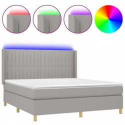 Boxspringbett mit Matratze & LED Hellgrau 180x200 cm Stoff