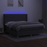 Boxspringbett mit Matratze & LED Dunkelgrau 180x200 cm Stoff