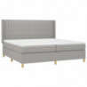 Boxspringbett mit Matratze & LED Hellgrau 200x200 cm Stoff