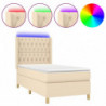 Boxspringbett mit Matratze & LED Creme 90x190 cm Stoff