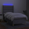 Boxspringbett mit Matratze & LED Hellgrau 90x200 cm Stoff