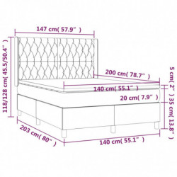 Boxspringbett mit Matratze & LED Dunkelgrau 140x200 cm Stoff