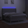 Boxspringbett mit Matratze & LED Hellgrau 180x200 cm Stoff