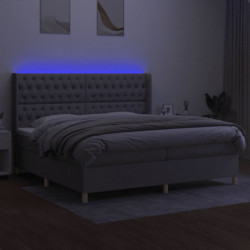 Boxspringbett mit Matratze & LED Hellgrau 200x200 cm Stoff