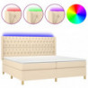 Boxspringbett mit Matratze & LED Creme 200x200 cm Stoff