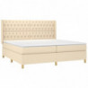 Boxspringbett mit Matratze & LED Creme 200x200 cm Stoff