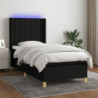 Boxspringbett mit Matratze & LED Schwarz 80x200 cm Stoff