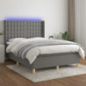 Boxspringbett mit Matratze & LED Dunkelgrau 140x190 cm Stoff