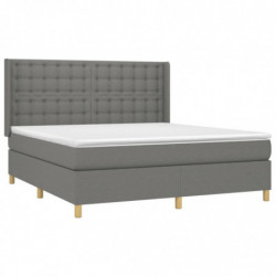 Boxspringbett mit Matratze & LED Dunkelgrau 180x200 cm Stoff