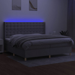 Boxspringbett mit Matratze & LED Hellgrau 200x200 cm Stoff