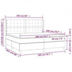 Boxspringbett mit Matratze & LED Hellgrau 200x200 cm Stoff