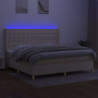 Boxspringbett mit Matratze & LED Creme 200x200 cm Stoff