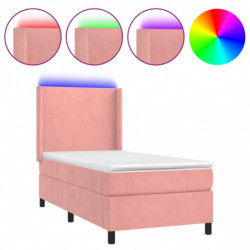 Boxspringbett mit Matratze & LED Rosa 90x200 cm Samt