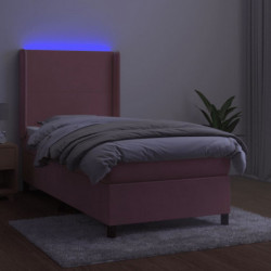 Boxspringbett mit Matratze & LED Rosa 100x200 cm Samt