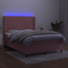 Boxspringbett mit Matratze & LED Rosa 140x190 cm Samt