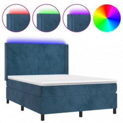 Boxspringbett mit Matratze & LED Dunkelblau 140x200 cm Samt