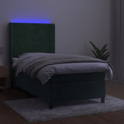 Boxspringbett mit Matratze & LED Dunkelgrün 90x190 cm Samt