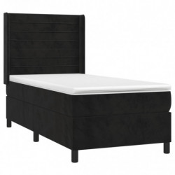 Boxspringbett mit Matratze & LED Schwarz 80x200 cm Samt