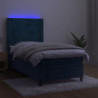 Boxspringbett mit Matratze & LED Dunkelblau 100x200 cm Samt