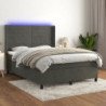 Boxspringbett mit Matratze & LED Dunkelgrau 140x190 cm Samt