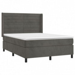 Boxspringbett mit Matratze & LED Dunkelgrau 140x190 cm Samt