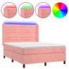 Boxspringbett mit Matratze & LED Rosa 140x190 cm Samt