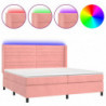 Boxspringbett mit Matratze & LED Rosa 200x200 cm Samt