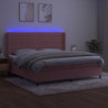 Boxspringbett mit Matratze & LED Rosa 200x200 cm Samt