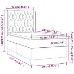 Boxspringbett mit Matratze & LED Hellgrau 90x200 cm Samt