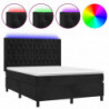 Boxspringbett mit Matratze & LED Schwarz 140x200 cm Samt