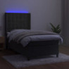 Boxspringbett mit Matratze & LED Dunkelgrau 90x200 cm Samt