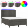 Boxspringbett mit Matratze & LED Dunkelgrau 140x200 cm Samt