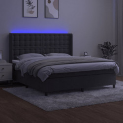 Boxspringbett mit Matratze & LED Dunkelgrau 160x200 cm Samt