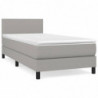 Boxspringbett mit Matratze Hellgrau 90x200 cm Stoff