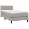 Boxspringbett mit Matratze Hellgrau 90x200 cm Stoff