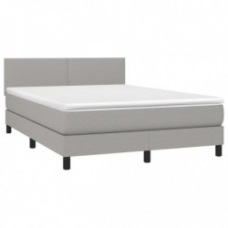 Boxspringbett mit Matratze Hellgrau 140x190 cm Stoff