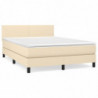 Boxspringbett mit Matratze Creme 140x190 cm Stoff