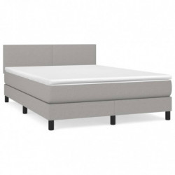 Boxspringbett mit Matratze Hellgrau 140x200 cm Stoff