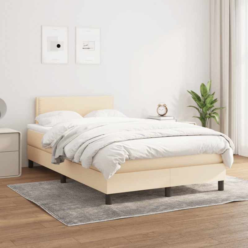 Boxspringbett mit Matratze Creme 120x200 cm Stoff