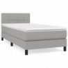 Boxspringbett mit Matratze Hellgrau 90x200 cm Stoff