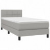 Boxspringbett mit Matratze Hellgrau 90x200 cm Stoff