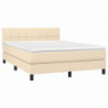 Boxspringbett mit Matratze Creme 140x200 cm Stoff