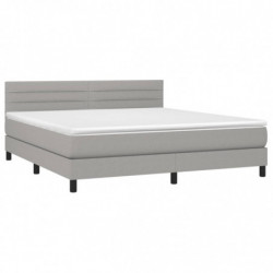 Boxspringbett mit Matratze Hellgrau 160x200 cm Stoff