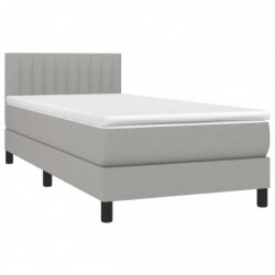 Boxspringbett mit Matratze Hellgrau 100x200 cm Stoff