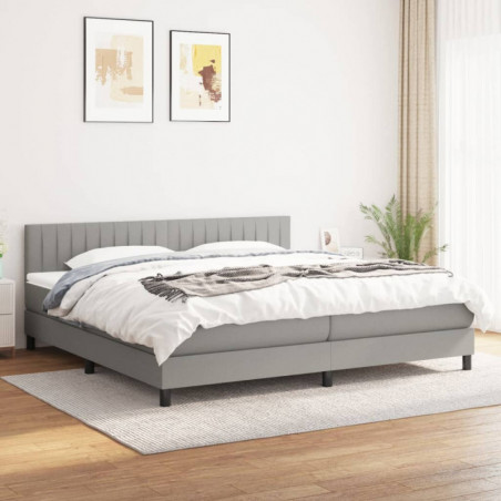 Boxspringbett mit Matratze Hellgrau 200x200 cm Stoff