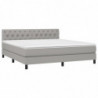 Boxspringbett mit Matratze Hellgrau 160x200 cm Stoff