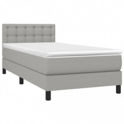 Boxspringbett mit Matratze Hellgrau 80x200 cm Stoff