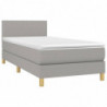 Boxspringbett mit Matratze Hellgrau 80x200 cm Stoff