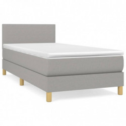 Boxspringbett mit Matratze Hellgrau 90x200 cm Stoff